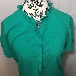 NWT Ruffled Polo Green Shirt